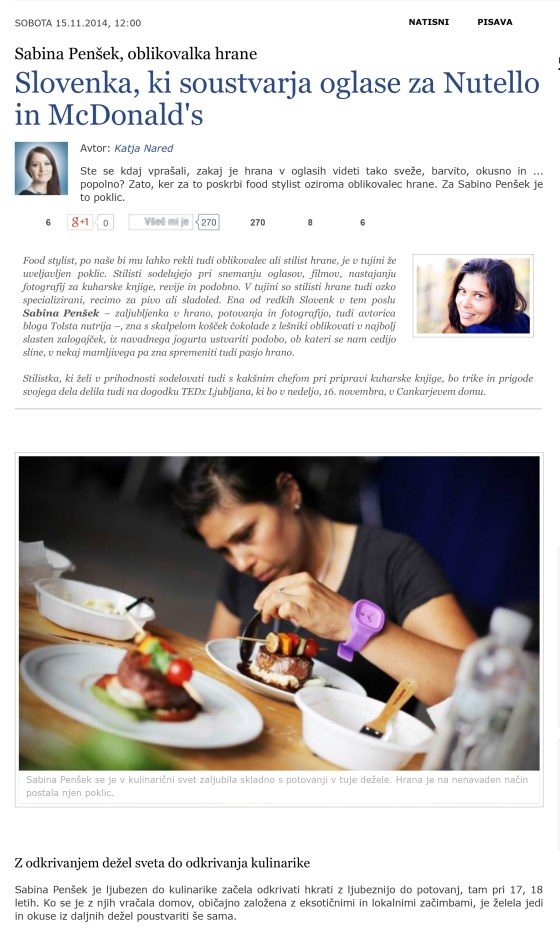 Slovenka, ki soustvarja oglase za Nutello in McDonald's | Kulina