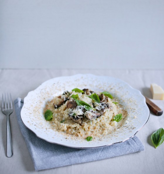 rižota z gobami in gosjimi jetri